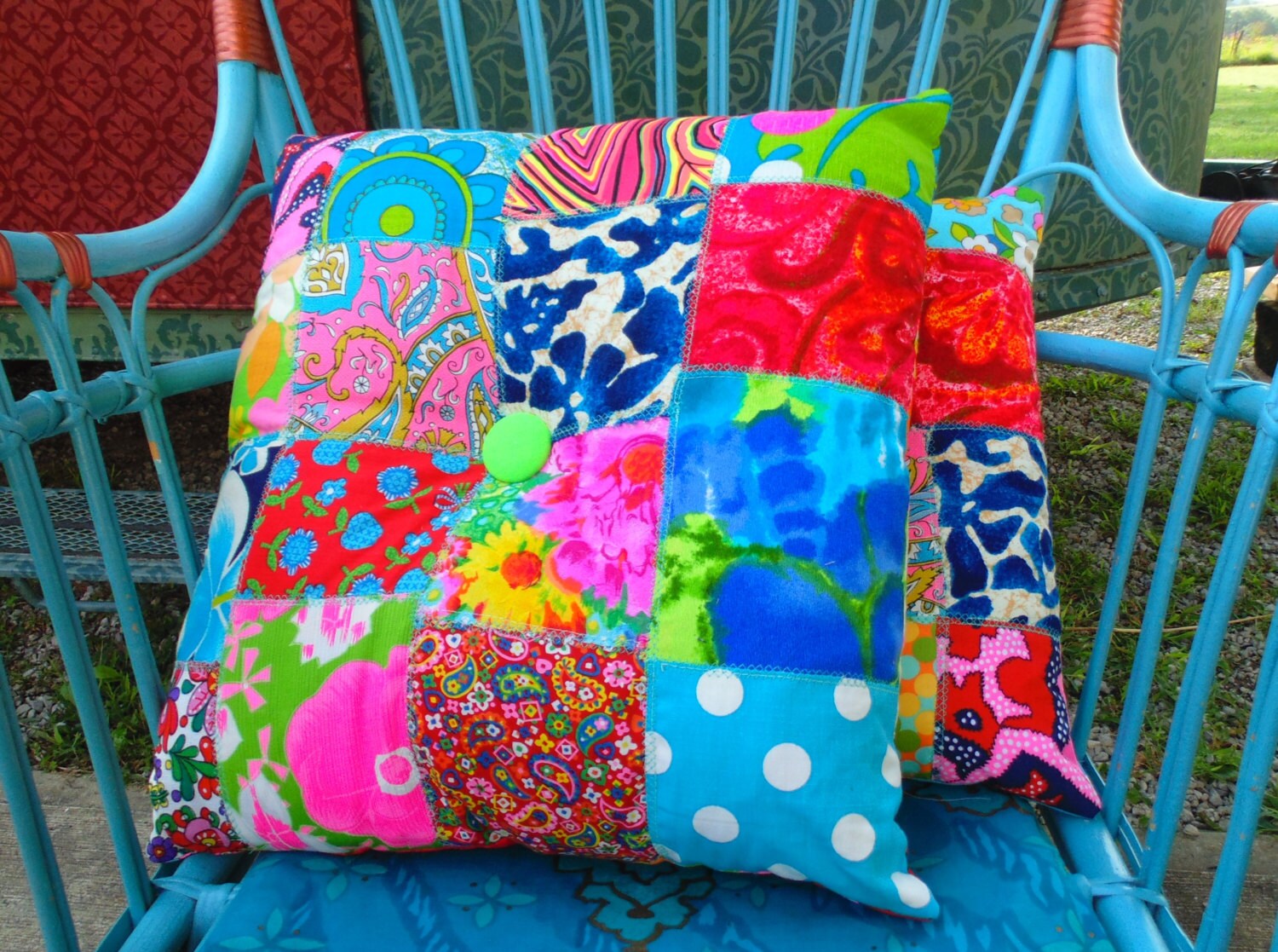 Boho pillows from bright vintage fabrics 60's 70's