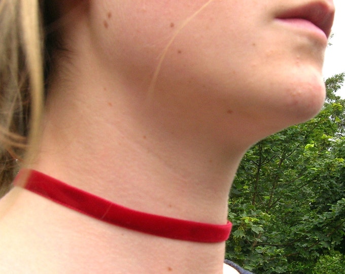 Velvet choker Red adjustable with a width of 3/8” Ribbon Choker Necklace (pick your neck size)