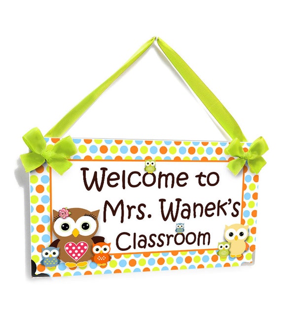 Welcome To Teachers Classroom Door Sign Owls Themed 3308