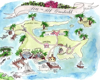 Whimsical Wedding Map Love Story Map Custom by BPCalligraphy