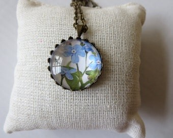 Forget Me Not Flower necklace - Forget Me Not Flower ring - Flower Jewelry- Mothers day gift with free gift