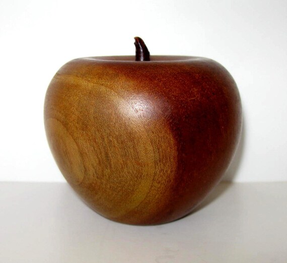 Items similar to SALE, Hand Carved vintage solid Wood Apple, Vintage