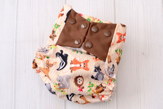 One Size Cloth Diapers Forest Animals All in Two Cloth