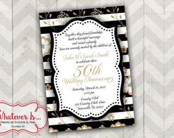 Black and Gold 50th Anniversary Invitation