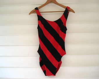 Vintage Robby Len 1980s swimsuit - red and black