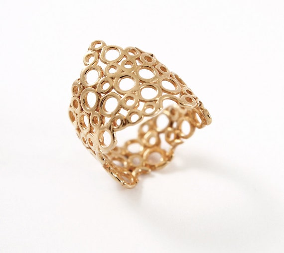 Unique Gold Rings for women Wide Gold Ring Gold Geometric
