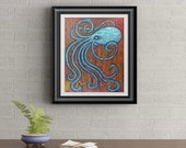 Vintage Octopus Signed Art Print of Signature Original By Rafi Perez