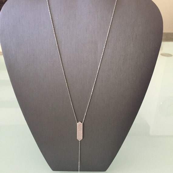Bar Lariat NecklaceSilver by VassariBoutique on Etsy