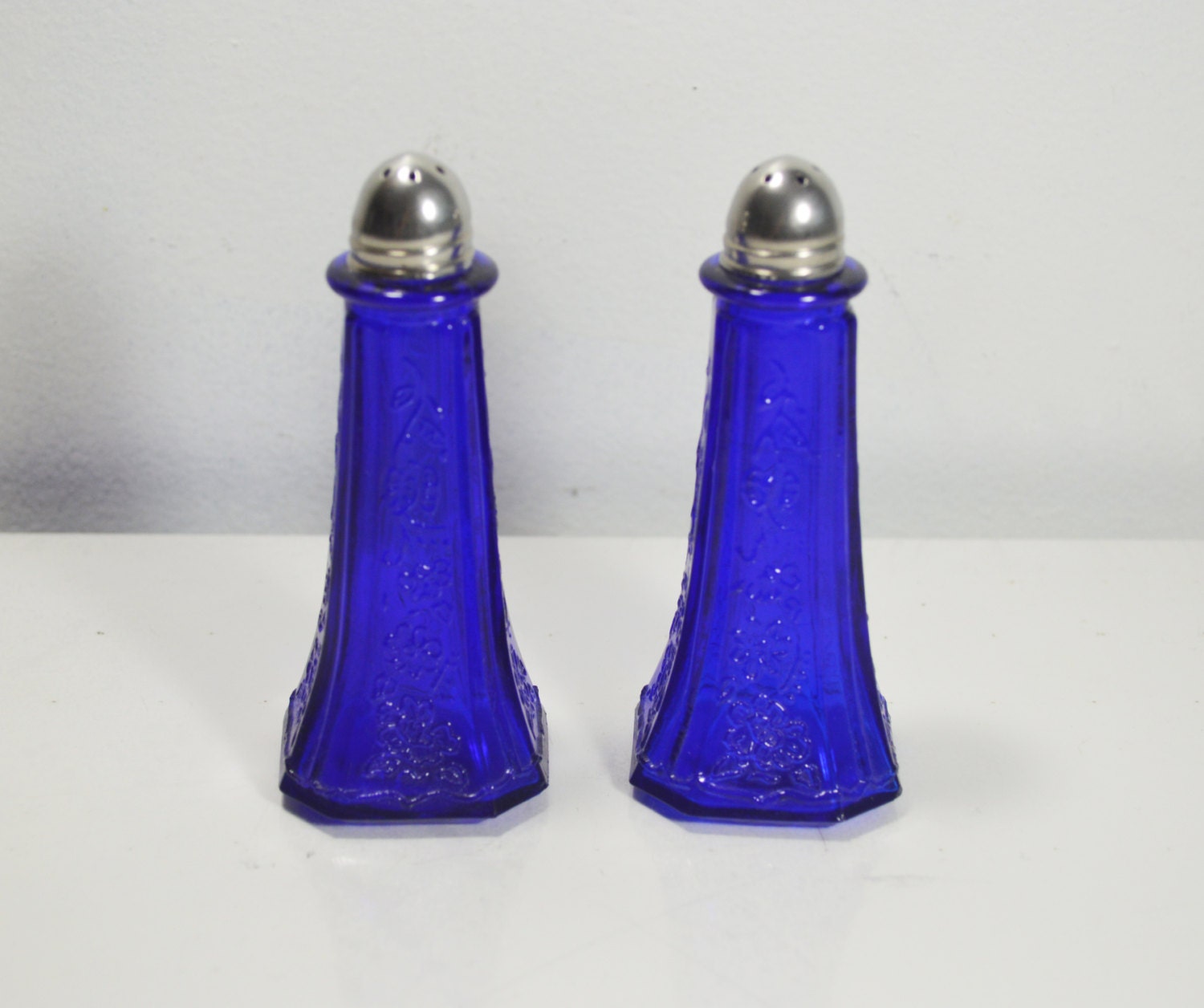 Cobalt Blue Glass Salt and Pepper Shakers by oldchurchstore