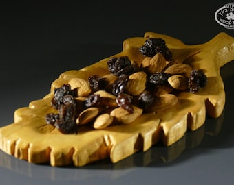 Handcarved Wooden serving leaf