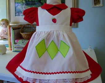 Traditional Strawberry Shortcake, I will make from Size 12 months - Size 5, this is a Custom Order