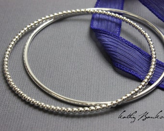 Sterling Silver Bangles, Sterling Silver Bangle Set, 2 Bangle Bracelets, Thin Bangle, Silver Bracelet, Bangle Set, 2 Bangles, Kathy Bankston