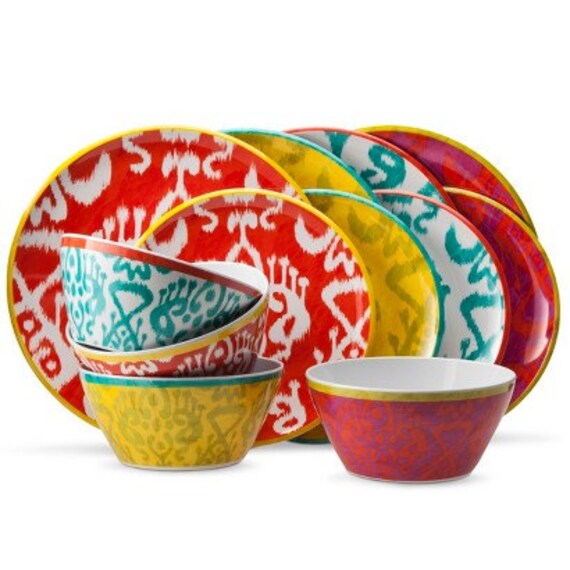 Ethnic Indonesia Batik Ikat Printed Dinnerware Sets