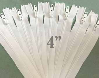 25 white zippers bulk zippers wholesale zippers nylon zippers 4 inch zippers ykk zippers 4" zippers 4 inch ykk zippers - 25 pieces