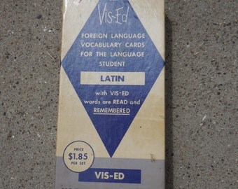 Vintage Latin Vocabulary Flash Cards Complete Set Vis-Ed