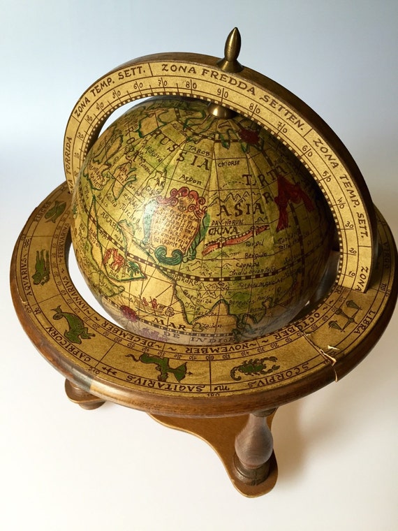 Vintage Olde World Globe Made in Italy with Ships Dragons