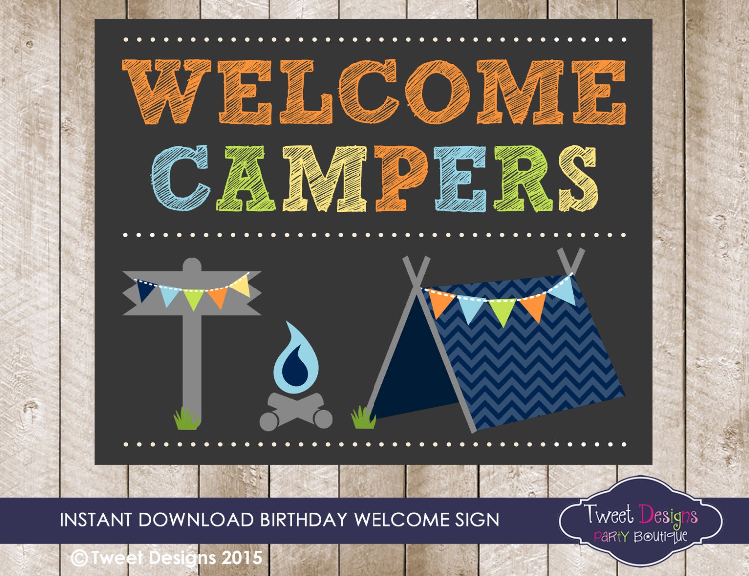 CAMPING BIRTHDAY SIGN Camping Party Welcome Banner Camping