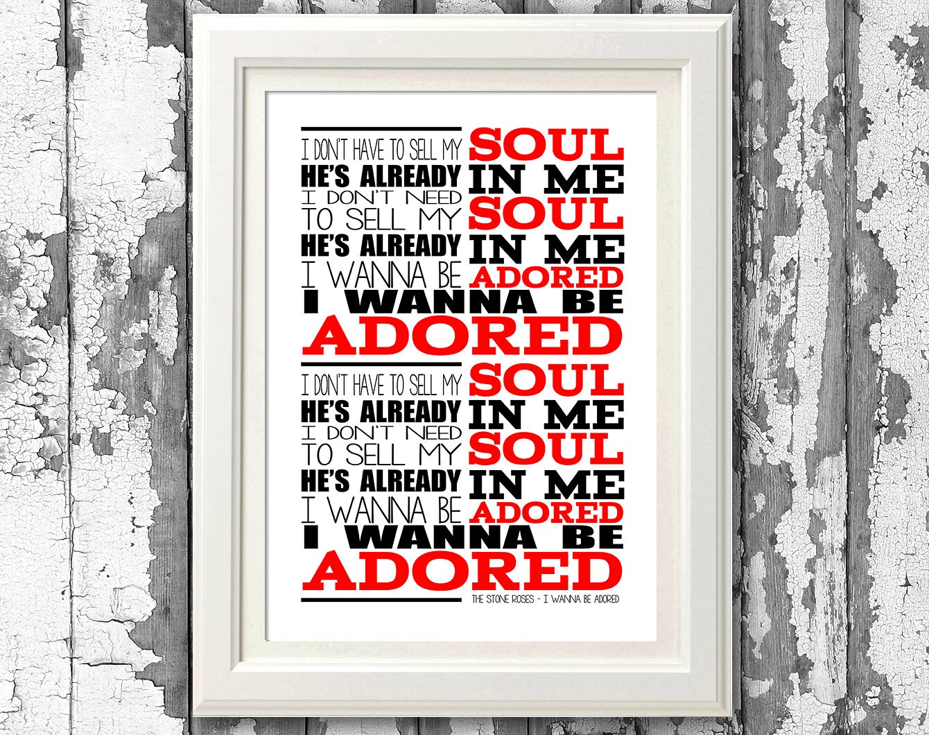 Stone Roses I Wanna be Adored . 8x10 picture mount & Print