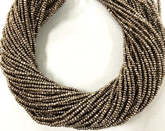 2.4 mm Crystal Rondells Strand- Gunmetal Pyrite Color, Extra Long 200 Beads 16 " Strand Approx. Gunmetal Crystal Spacer Beads- DC100-GM