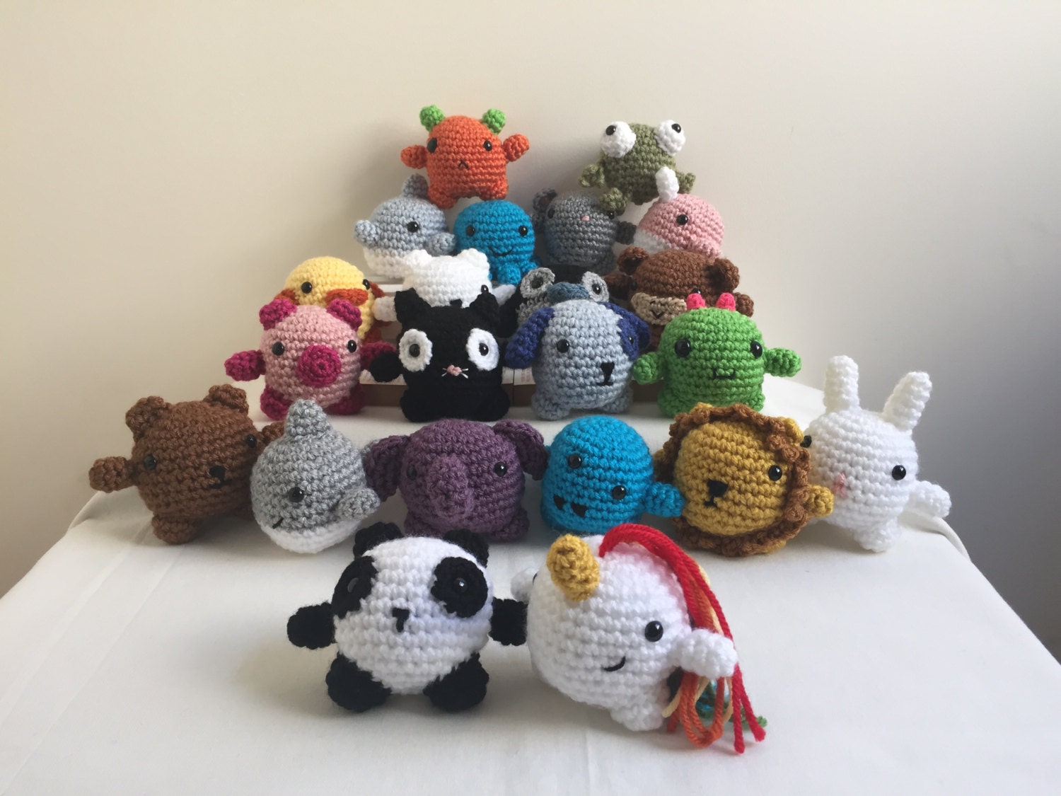 Mini Amigurumi Animals animal set crochet by TheKnitKnackShop