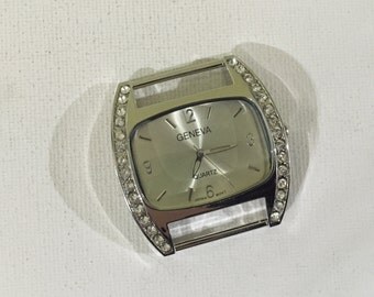 DIY Large 43mm Geneva Limited Square Watch Face with Rhinestone Accents