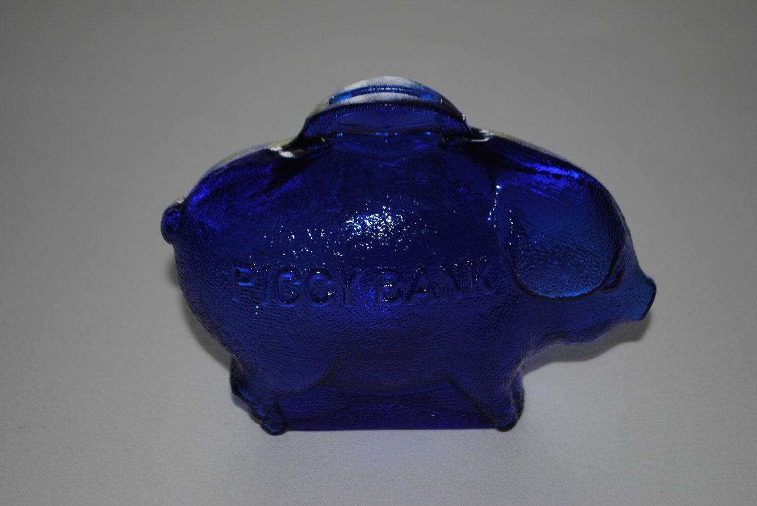Vintage Piggy Bank Cobalt Blue Art Glass Pig by vintagefinds61