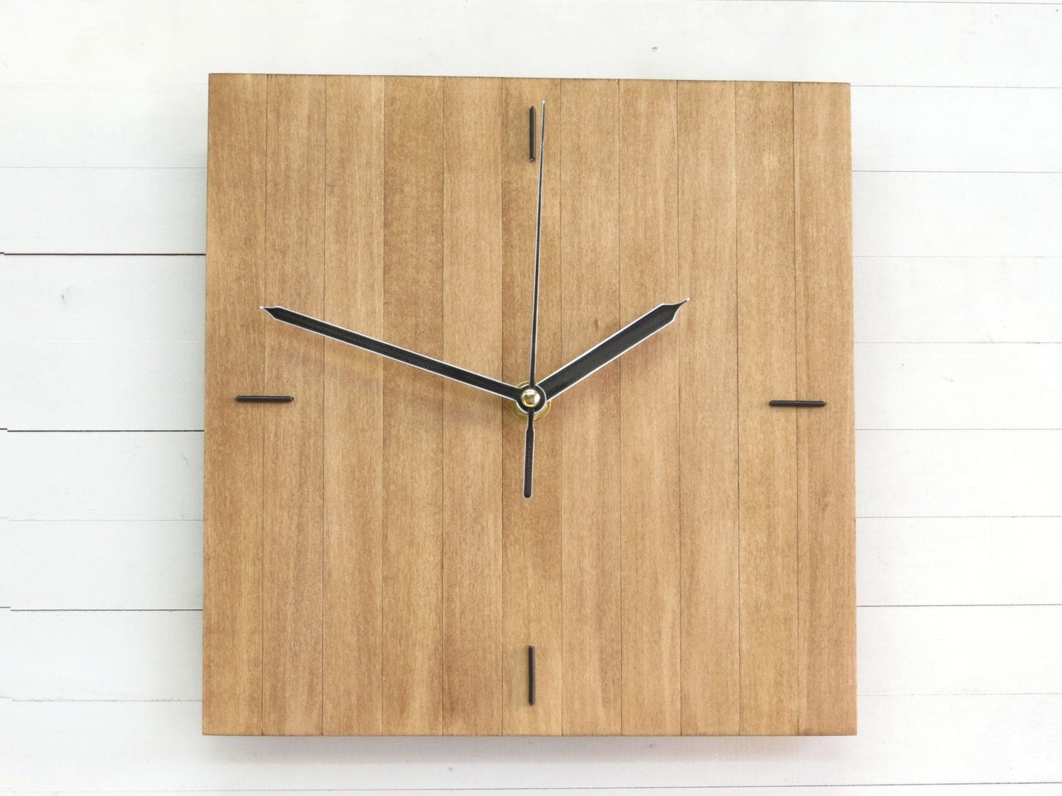 Wooden Square Clock Christmas Family Gift Oak Decor Wall