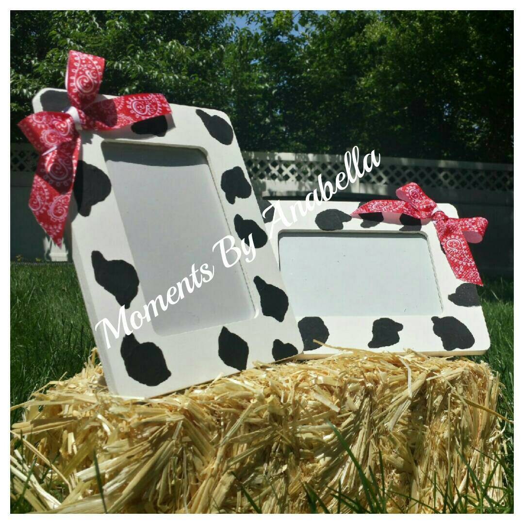 Cow Print Picture Frames Set of 2. Western Theme Party