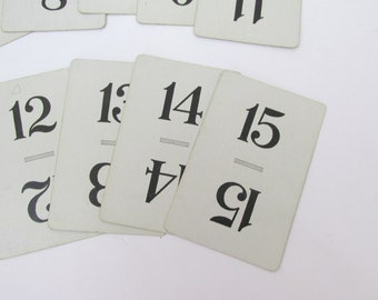 Vintage Flinch Cards for Wedding Table Numbers Card Numbers 1 - 15 Blue and White