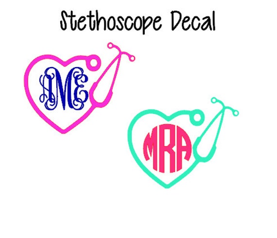 Stethoscope Monogram Decal Monogram Nurse Decal Doctor