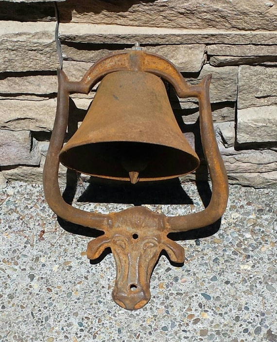 Vintage Cast Iron Cow Steer Bell Western Cowboy Farmhouse