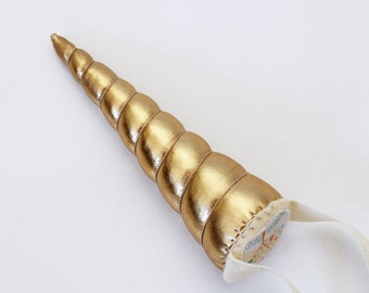 Shiny Gold Unicorn Horn Headband,Gold, Stocking Stuffer,Spiral Unicorn Horn,Cosplay, Pony, Unicorn,Gift for Girl, Black Friday, Cyber Monday
