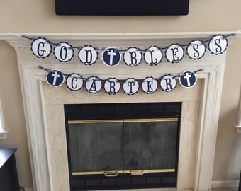 Christening Banner, Baptism Banner, First Holy Communion Banner, Confirmation Banner, God Bless Banner,