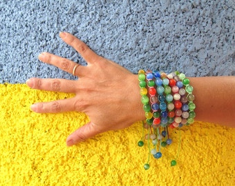 Summer bracelets party favor gift for girl Shamballa Bracelet small wrist sister bracelet teenagers jewelry unisex beaded bracelet cat's eye