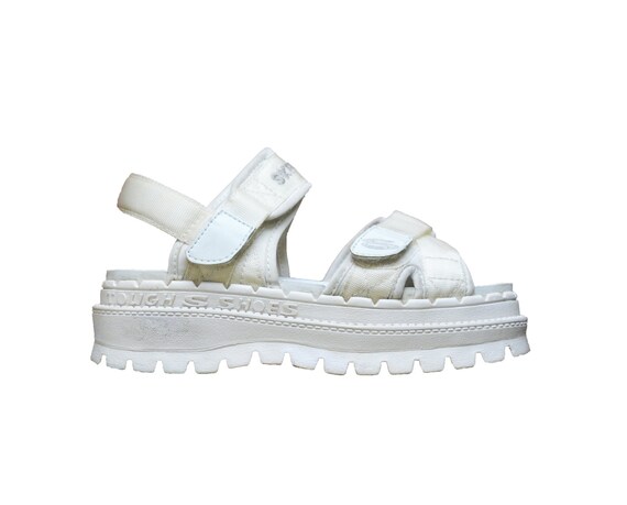 ladies white velcro sandals