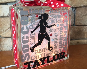 Soccer Girl Typography GemLight, Personalized