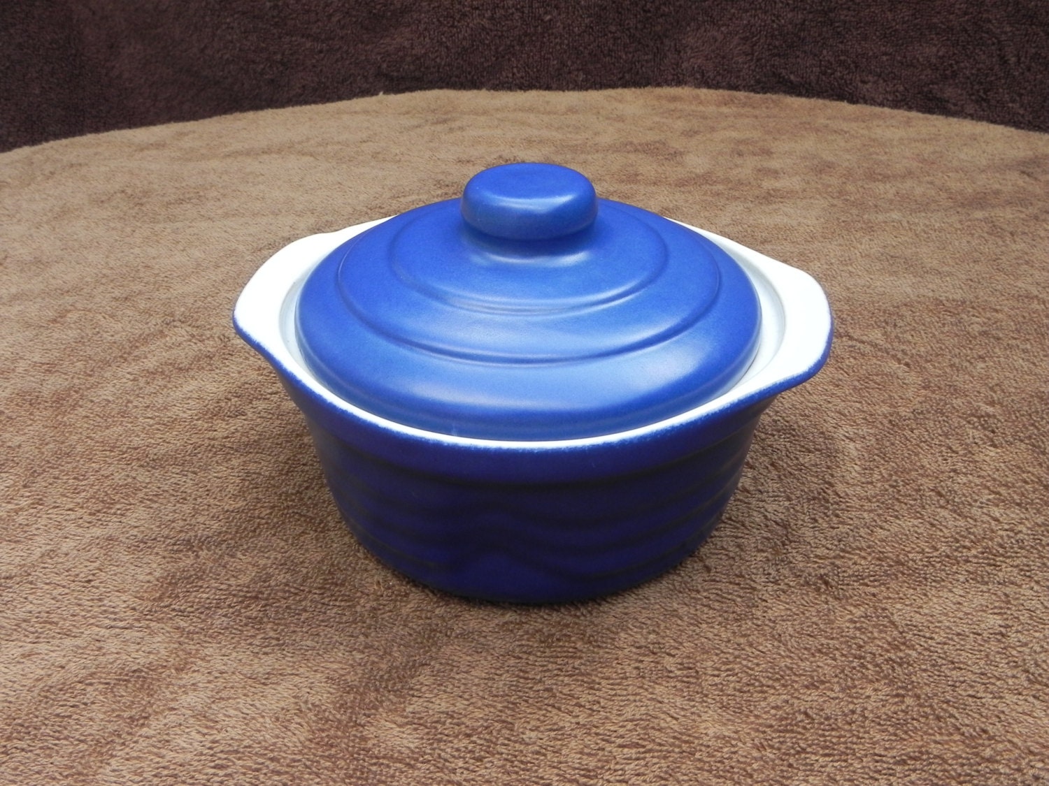 Vintage Blue Individual Casserole Bowl with Lid, made in Brazil – Haute ...