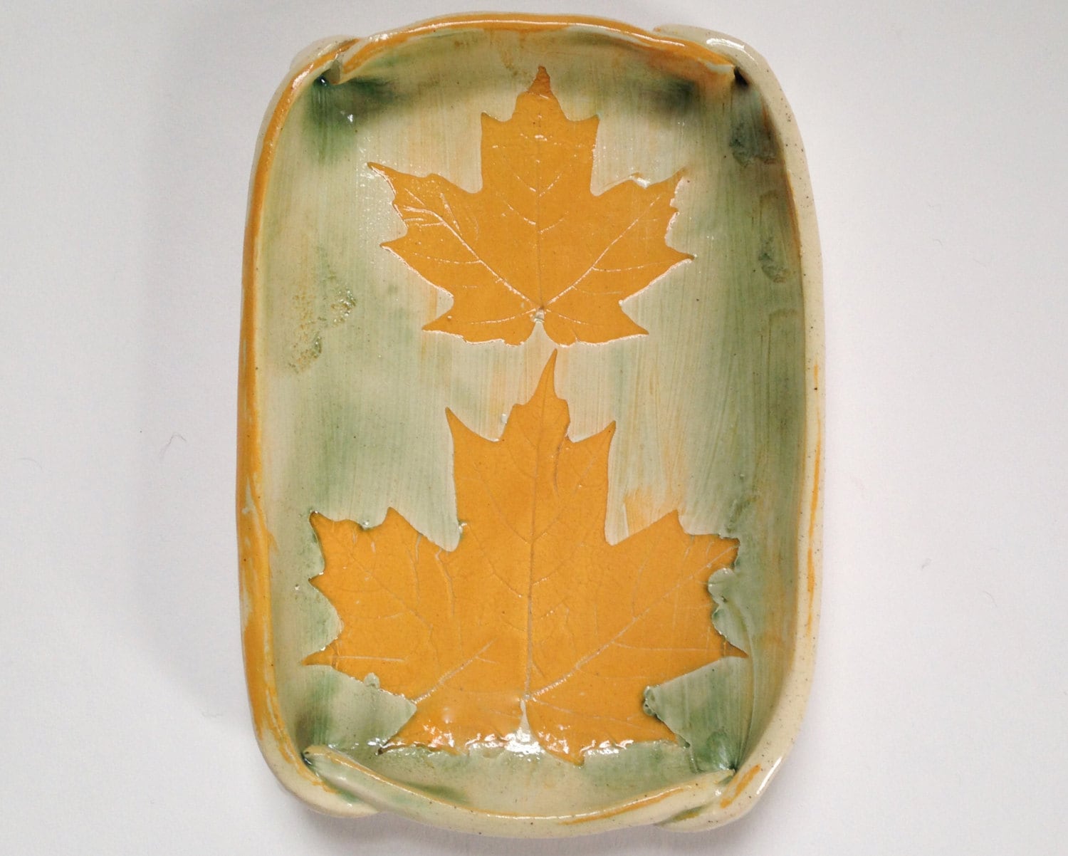 Maple Leaf Pottery Dish For Soap Kitchen Sponge by redbarnpottery