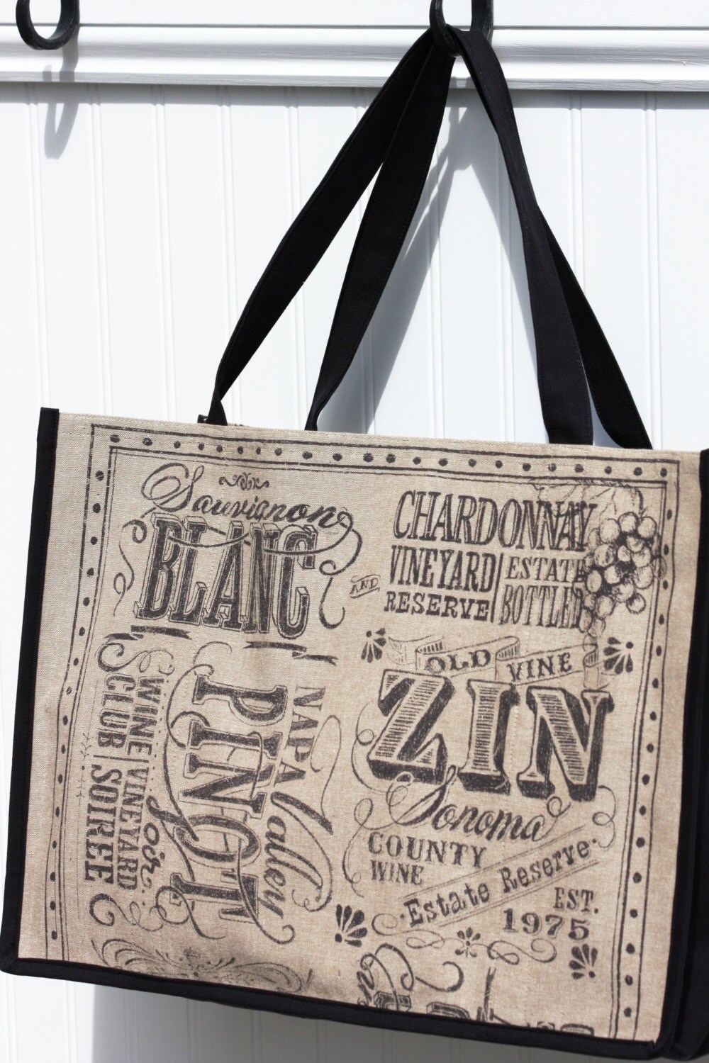 Wine Bag Wine Shopping Bag Farmers Market Bag Red by JiggetyPig