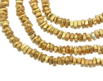 Gold Heishi Bead - Karen Hill Tribe Plain Heishi Bead, 1.5 mm - 24k Gold vermeil color / Gold plated / Gold coated