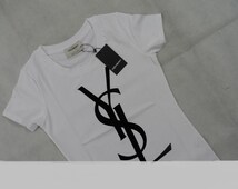 A YSL Logo Women's Yves Saint Laurent YSL T shirt Black Velvet Logo ( small)