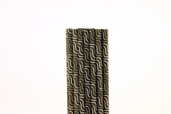 Black with Wavy Lines Paper Straws-Black Straws-Wavy Paper Straws-Retro Party Straws-Mason Jar Straws-Birthday Party Straws Il_570xn