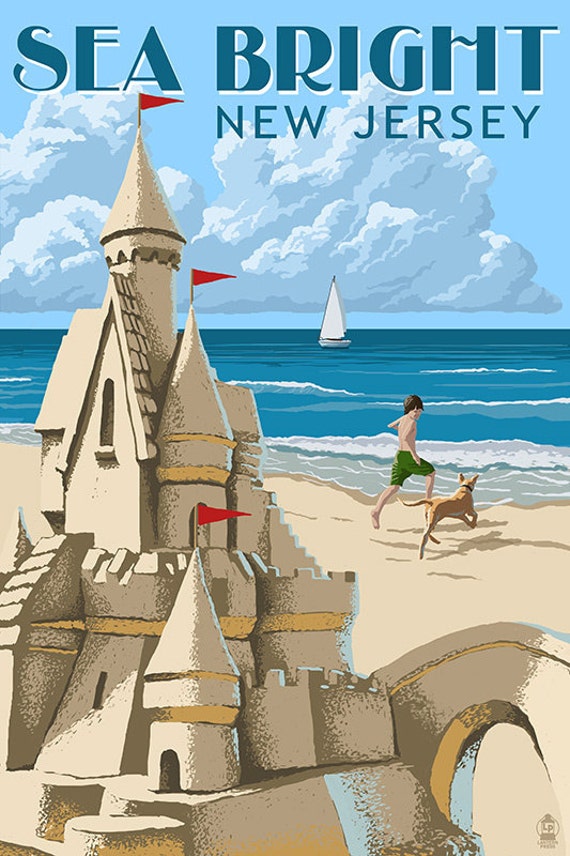 Sea Bright New Jersey Sandcastle Art Prints available in