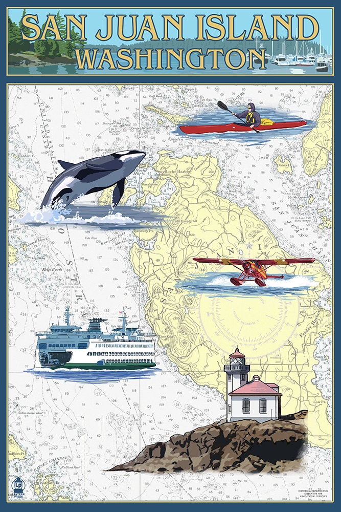 San Juan Island Washington Nautical Chart by NightingaleArtwork