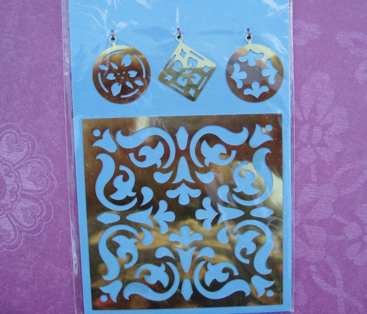 Elegant Baroque Design Brass Embossing Stencil Set