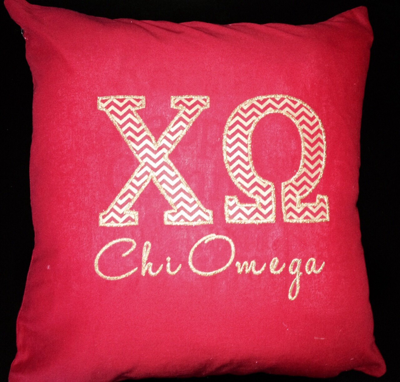 chi omega stitched letters