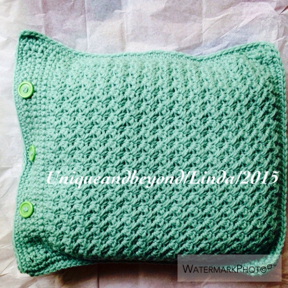 Items similar to Crochet Green button or flower throw pillow cover on Etsy