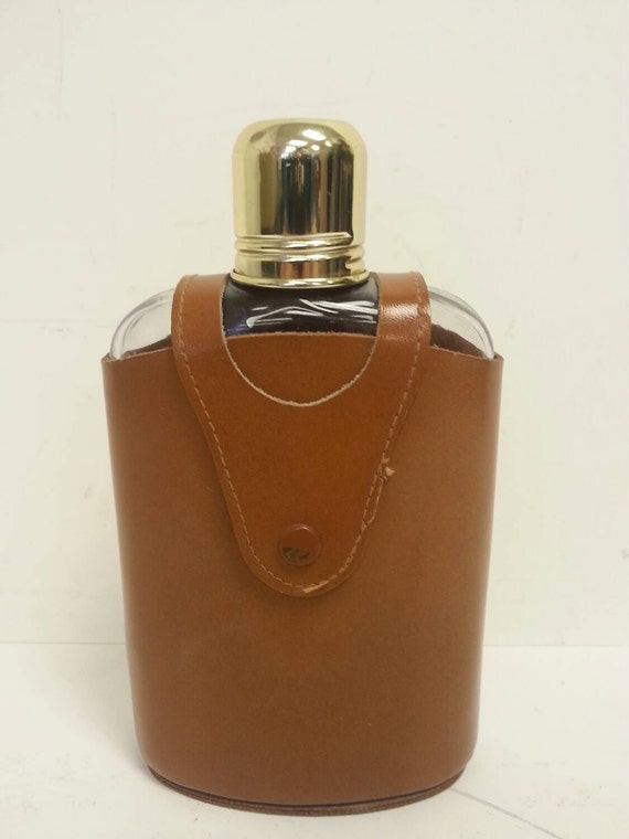 Free Shipping Glass Flask With Leather Case