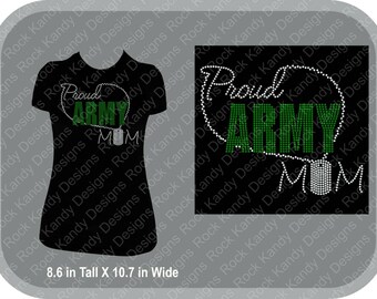 Proud Army Mom Bling RhinestoneTee