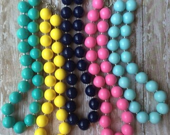 Chunky Bead Necklace..Chunky Necklace..Mint Necklace..Turquoise Necklace..Pink Necklace..Yellow Necklace..Navy Necklace..